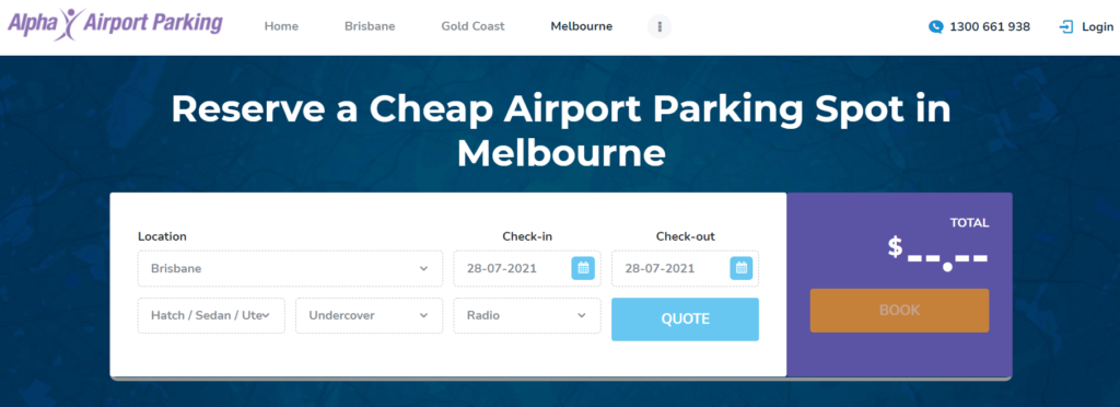 Alpha Airport Parking Tullamarine Melbourne's Website Screen Shot