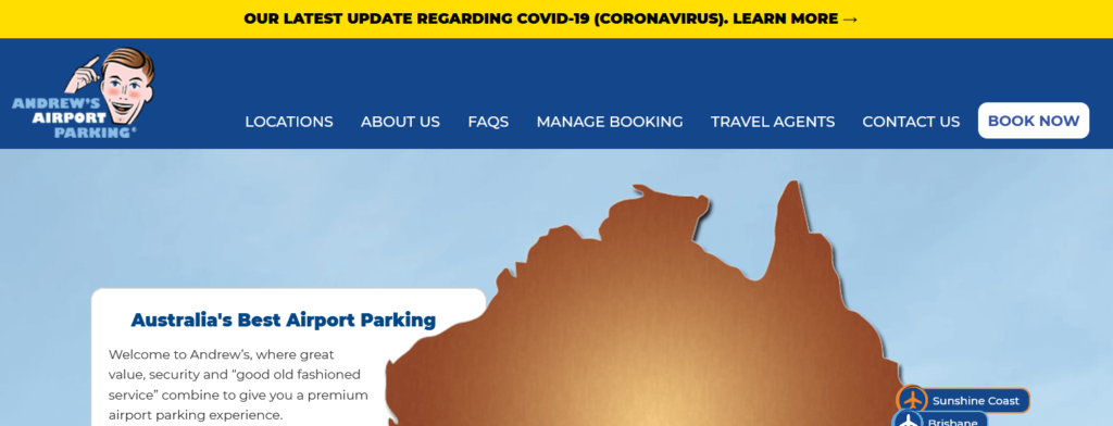 Andrew's Airport Parking - Melbourne's Website Screen Shot