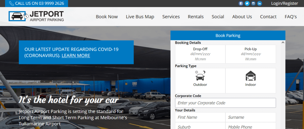 8. Jetport Airport Parking's Website Screen Shot