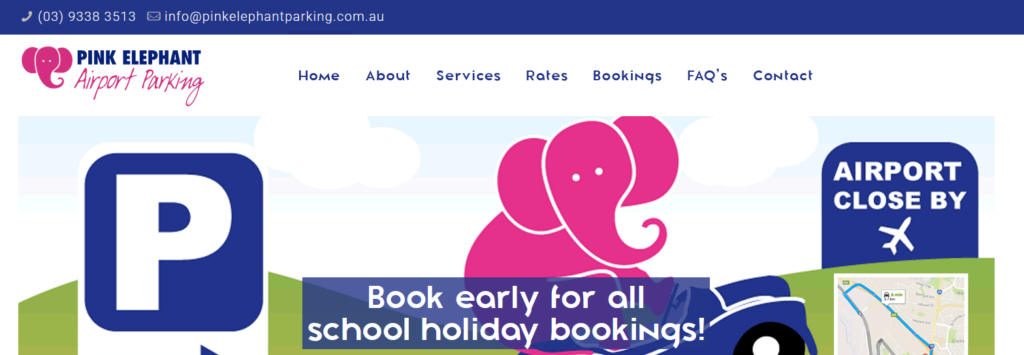 Pink Elephant Parking's Website Screen Shot