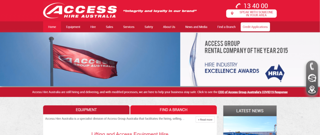 Access-Equipment-Hire Website Screen Shot