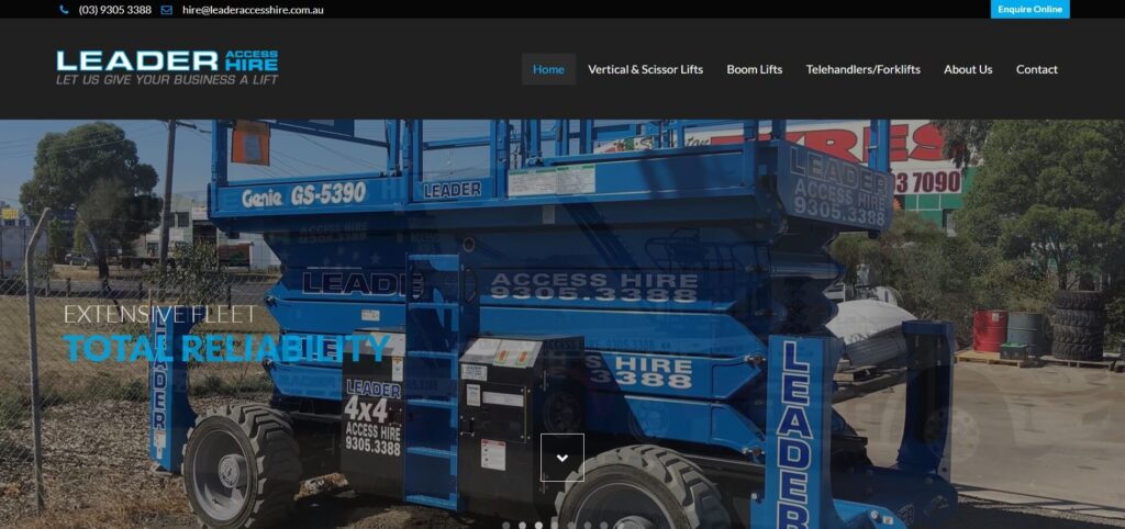 Leader-Access-Hire website screen shot