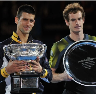 Novak Djokovic after defeating Andy Murray in the 2013 men’s final of the Australian Open